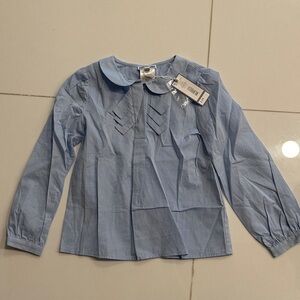 Jacadi Light Blue Kids Blouse with Peter Pan Collar size 6